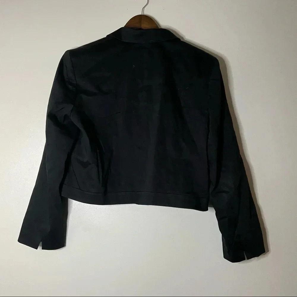 Vintage Blazer Cotton Blend Button Up Jacket Cropped Office Work Size 12P